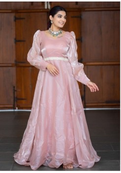 Light Pink Silk  Anarkali- Gown 